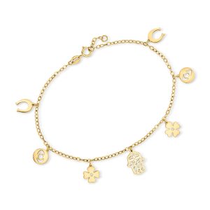 RS Pure by Ross-Simons italienisches Glücksbringer-Armband aus 14-karätigem Gelbgold