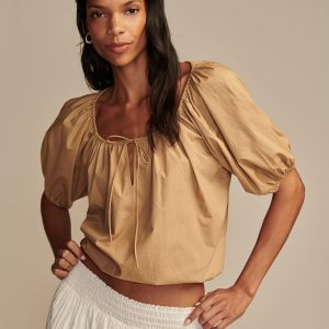 Lucky Brand 7733546483772 Oberteil – gerafft, Damen, Popeline