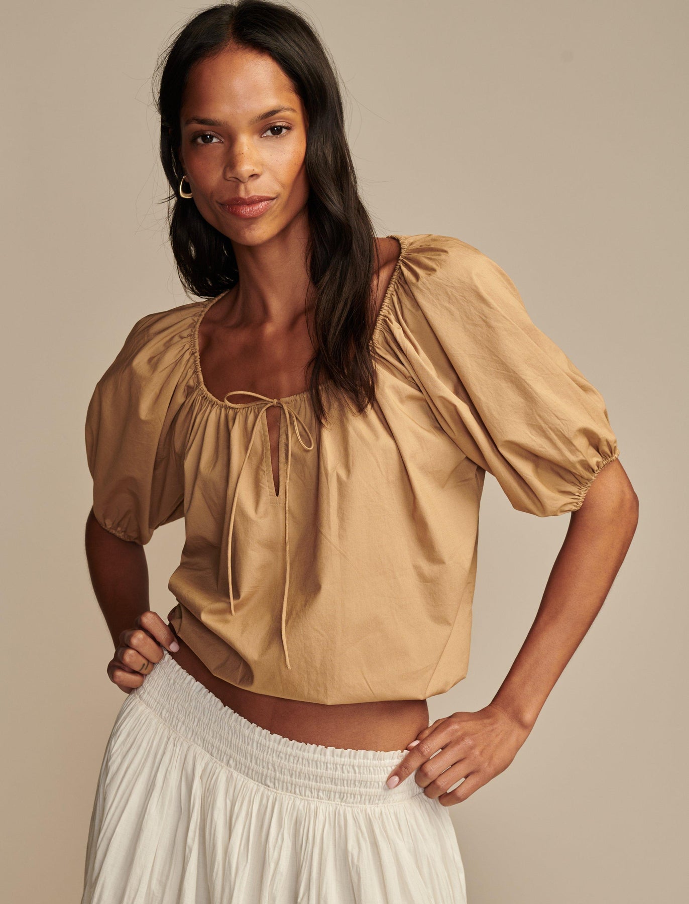 Lucky Brand 7733546483772 Oberteil – gerafft, Damen, Popeline