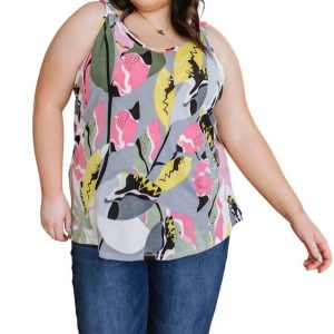 Work Of Art 7732482506812 Tanktop – Blumenmuster, Grau