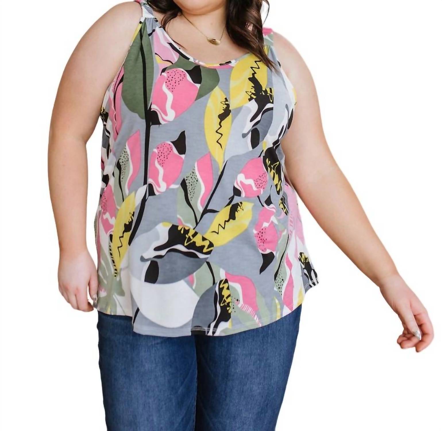 Work Of Art 7732482506812 Tanktop – Blumenmuster, Grau