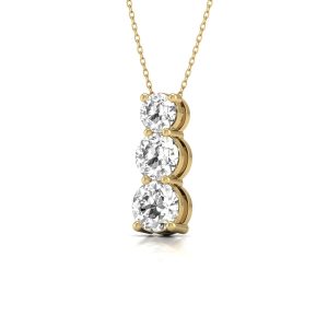 Diana M Lab 14KT YG 2ct TW LGD SNOW HIDDEN BAIL Anhänger – drei Steine