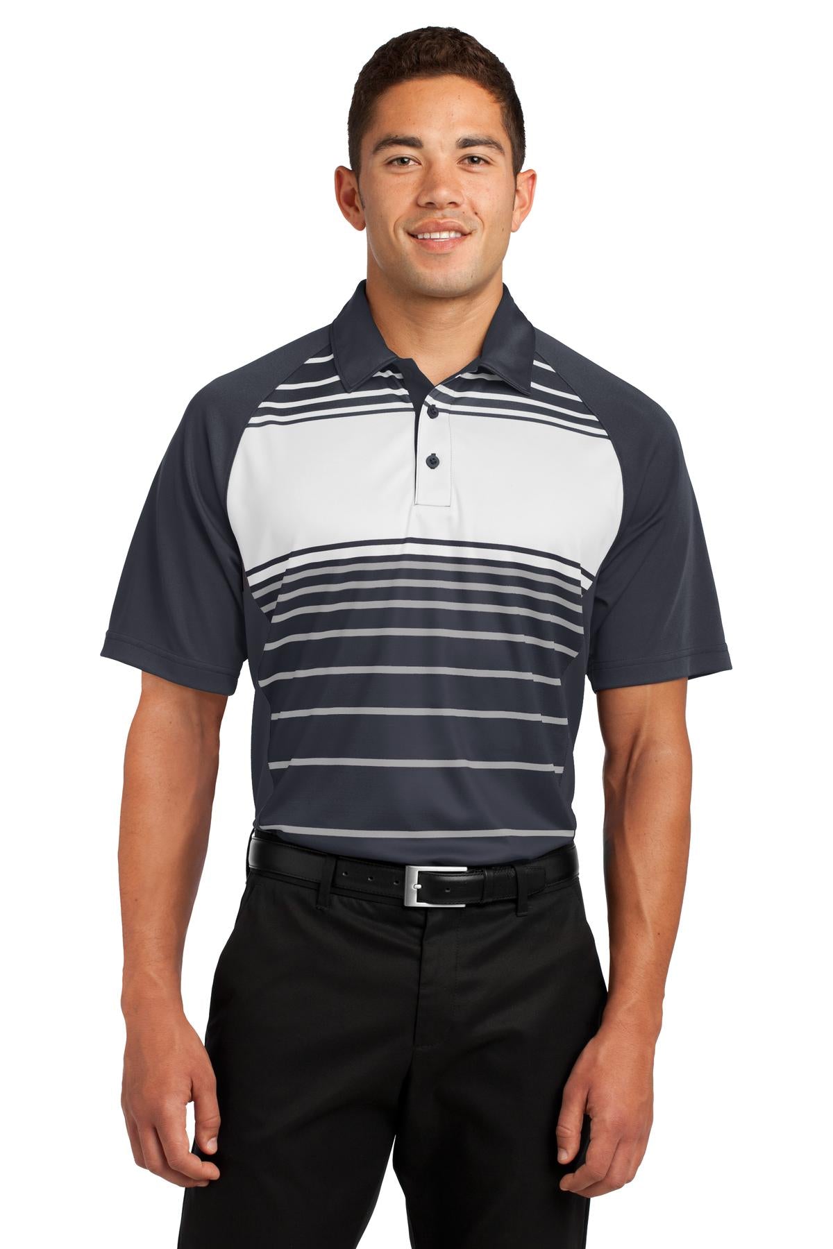 Sport-Tek Dry Zone Herren-Poloshirt mit Streifen im Sublimationsdruck