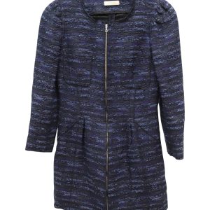 Nina Ricci Jacke aus marineblauem Acryl-Tweed mit Frontreißverschluss