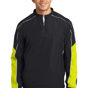 Sport-Tek Piped JST64 Windschutz-Oberteil – Colorblocking, 1/4-Reißverschluss, Herren