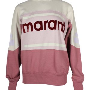 Isabel Marant Etoile Gallian Sweatshirt aus rosa Baumwolle mit Logo im Colorblock-Design