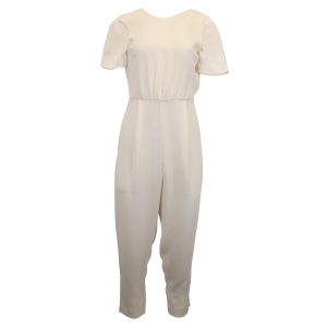 Max Mara Cady Jumpsuit aus weißer Baumwolle mit offenem Rücken – 7733703639100