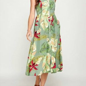 Maxikleid – Knopfleiste, Grün