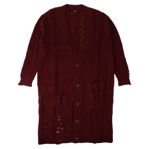 Herren-Oversize-Strickjacke Multipoint – Burgunderrot