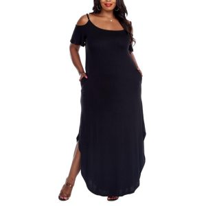 Plus Lexi Jersey-Maxikleid mit Schulter-Cut-outs