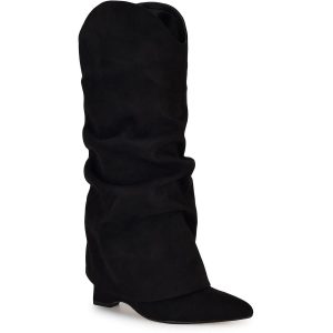AMAZIN 2 kniehohe Stiefel – Velourslederimitat, spitze Zehenpartie