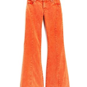 Orangefarbene Mädchenhose mit hohem Bund