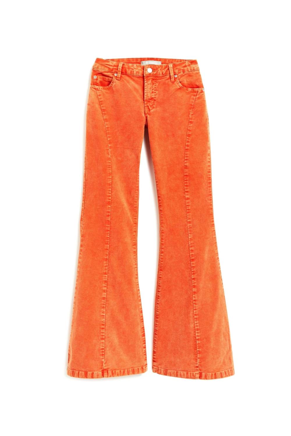 Orangefarbene Mädchenhose mit hohem Bund