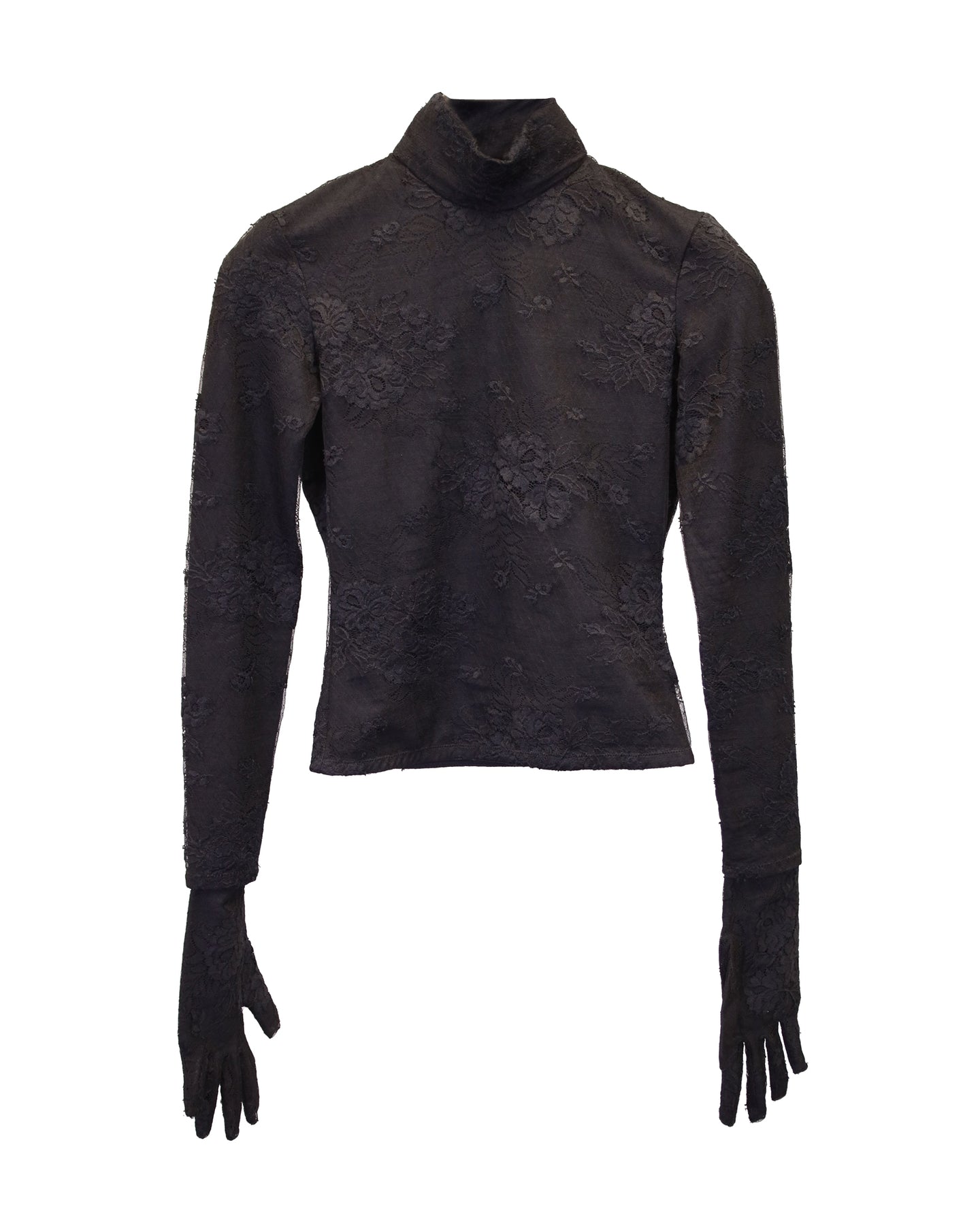 Balenciaga Gloved 7733631615036 Oberteil – Stehkragen, Polyamid, Blumenmuster, Schwarz, Spitze