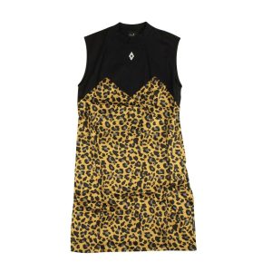 Kleid – Leopardenmuster, ärmellos, Schwarz