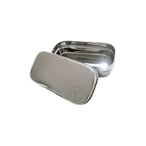 Großer Edelstahl-Snackbehälter mit Edelstahldeckel