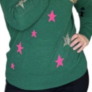 Stars Pullover – Intarsienmuster, Grün
