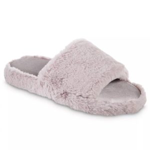 Tabby Damen-Hausschuhe aus Kunstfell und Satin – Thistle – 7733681619004