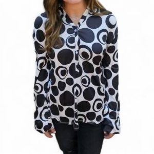 Top Pullover – Punktemuster, Schwarz, Weiß
