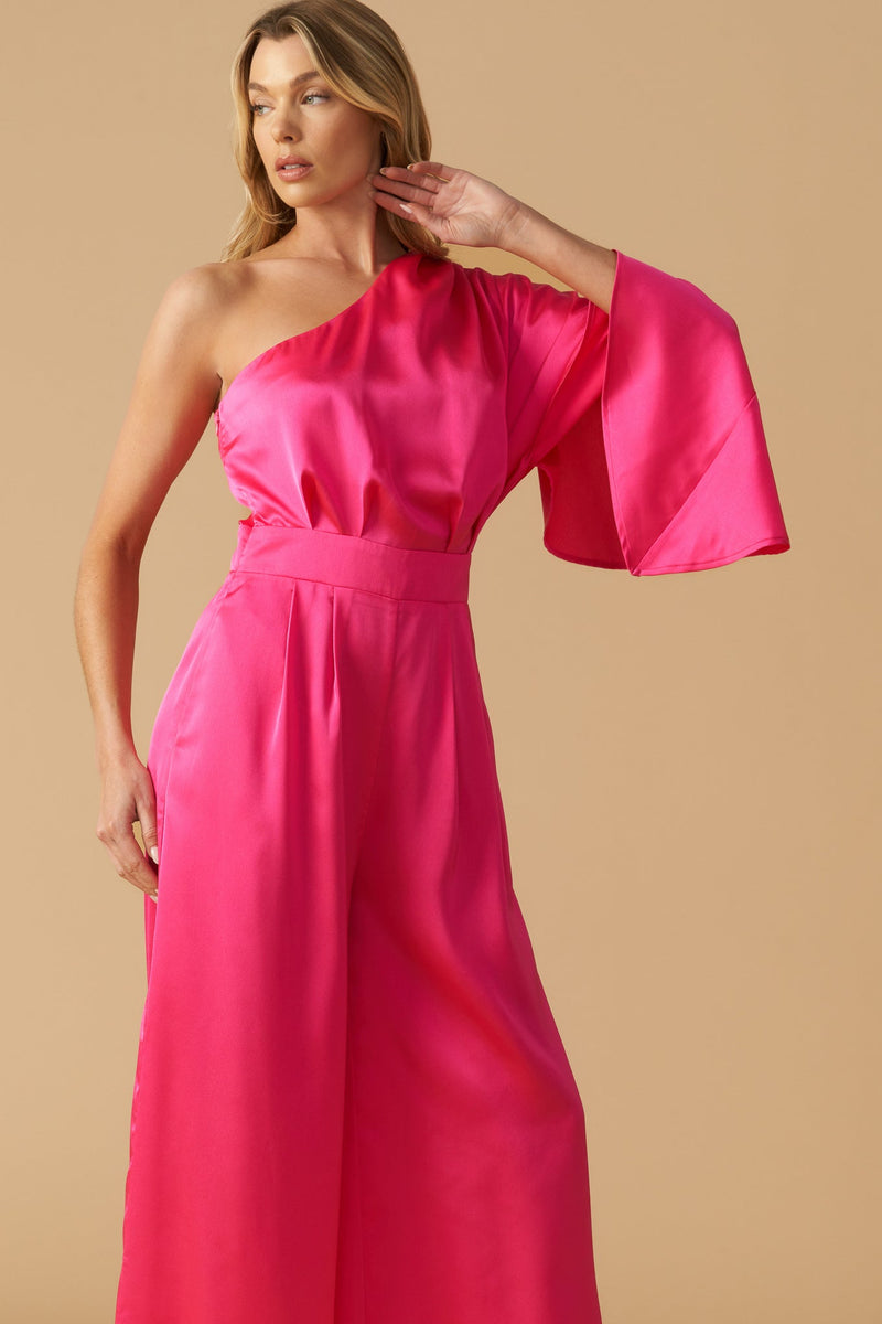 DOWN MEMORY LANE gewebter Satin-Jumpsuit
