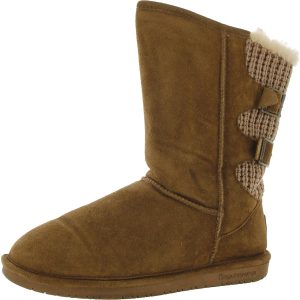Boshie Winter- und Schneestiefel aus Veloursleder mit Kunstfellfutter