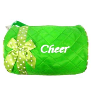 Grüne gesteppte Mädchen-Cheerleading-Tasche mit Punkten und Bandverzierung