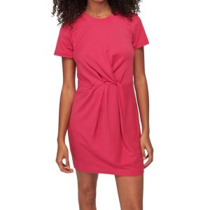 Fortuna T-Shirt-Kleid mit gedrehtem Detail – Hibiscus