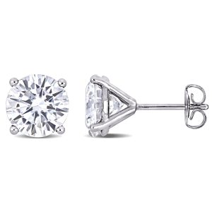 Mimi & Max 4ct DEW 14k Ohrstecker – synthetischer Moissanit, Weißgold, Solitär
