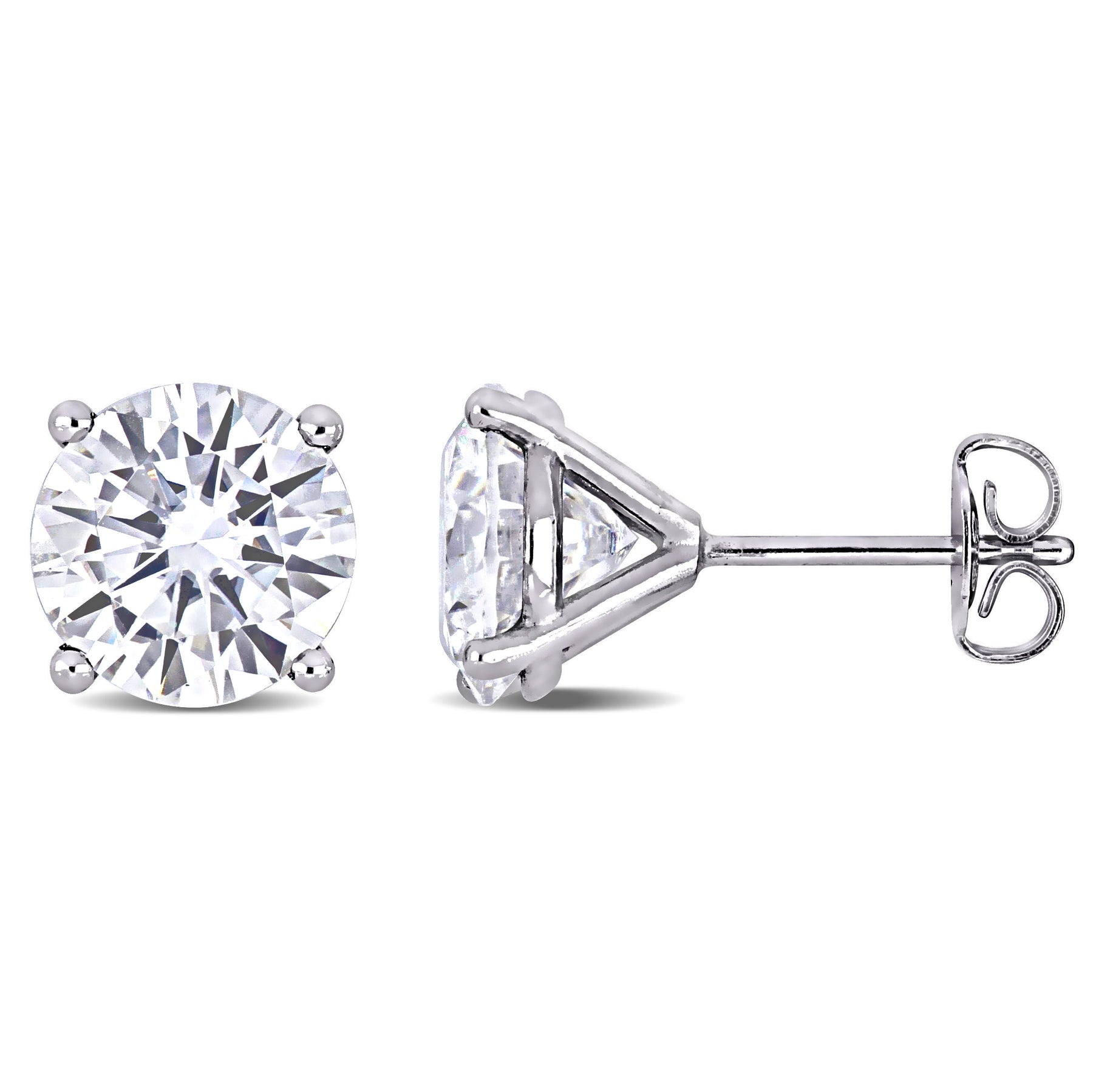 Mimi & Max 4ct DEW 14k Ohrstecker – synthetischer Moissanit, Weißgold, Solitär