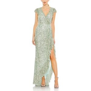 Pailletten-Abendkleid in Wickeloptik