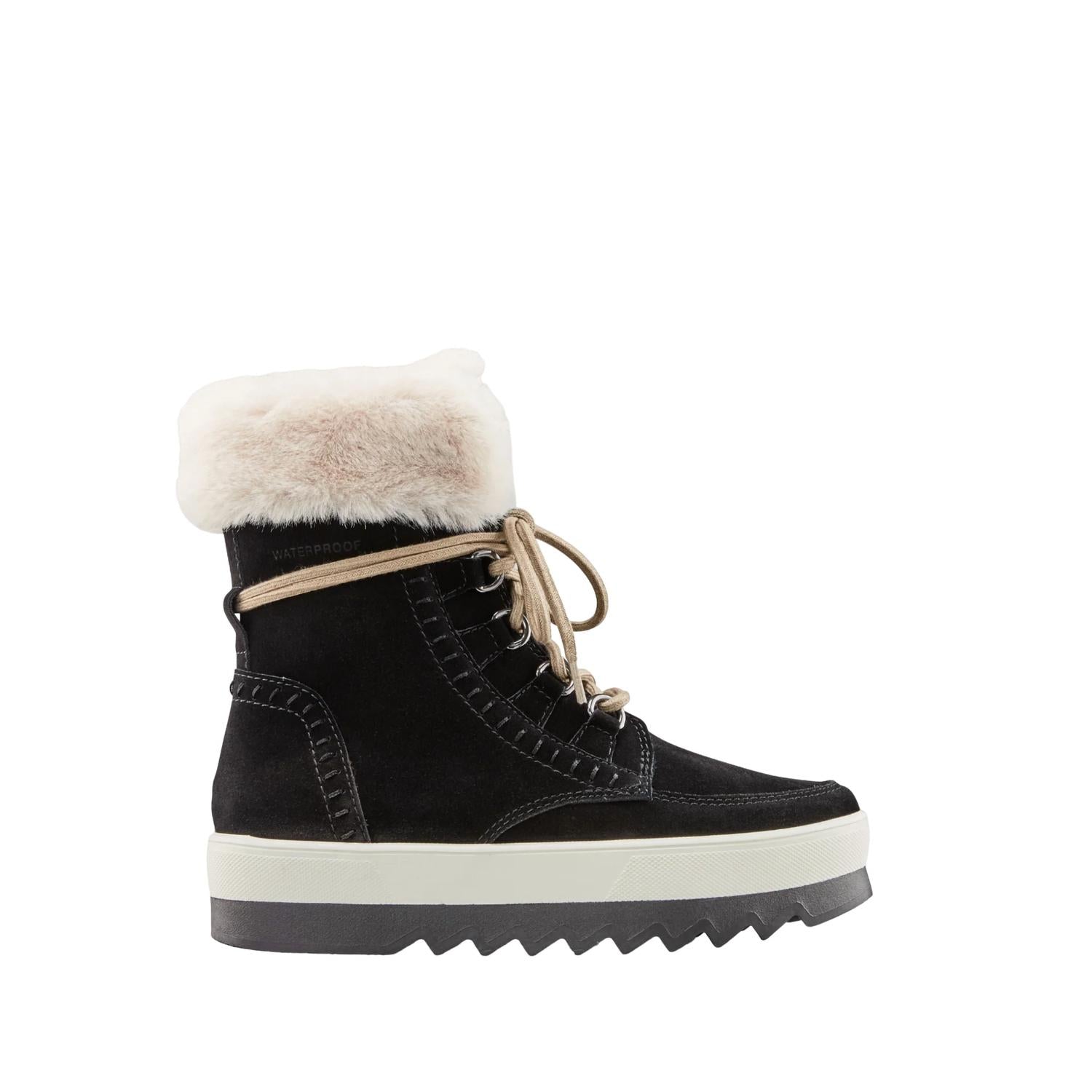 Vanetta Stiefel – wasserdicht, Damen, Winter, Veloursleder, Schwarz, Creme