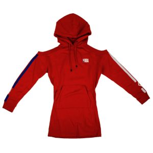 Rotes kurzes Kleid mit Kapuze