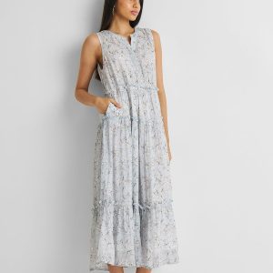 Perfect Resort Maxikleid mit blauem Blumenmuster