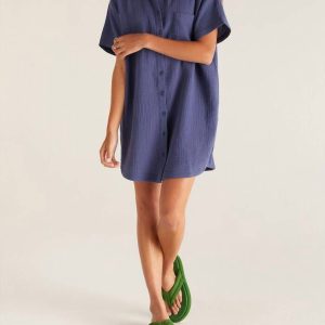 Cyrus Gauze Dusty Kleid – Marineblau