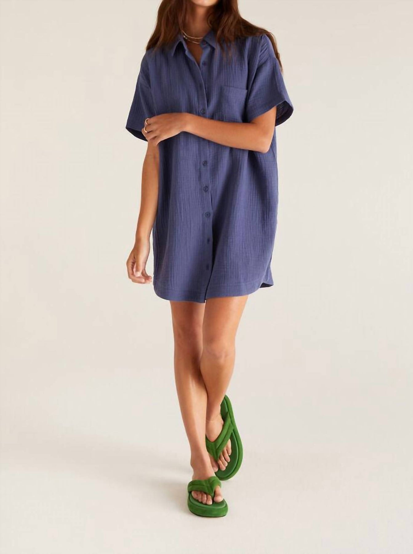 Cyrus Gauze Dusty Kleid – Marineblau