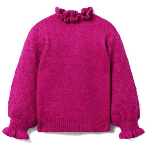 Janie and Jack Kinder-Pullover mit Pointelle-Ärmeln und Rüschen