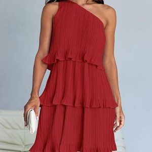 Mehrlagiges One-Shoulder-Minikleid