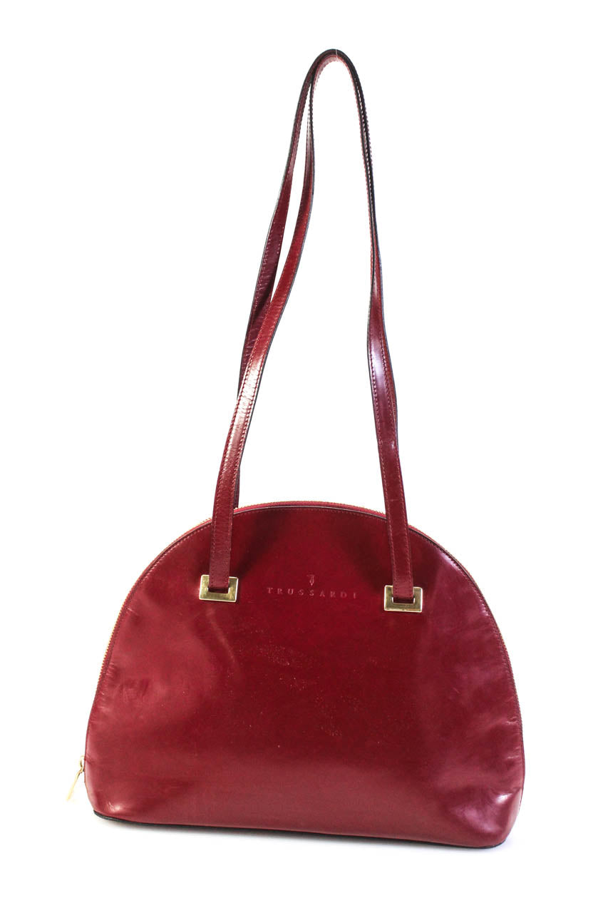 Trussardi Schultertasche – Leder, Damen, runde Form, Rot