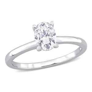Mimi & Max 1ct DEW Verlobungsring – synthetischer Moissanit, Sterlingsilber, Solitär, oval