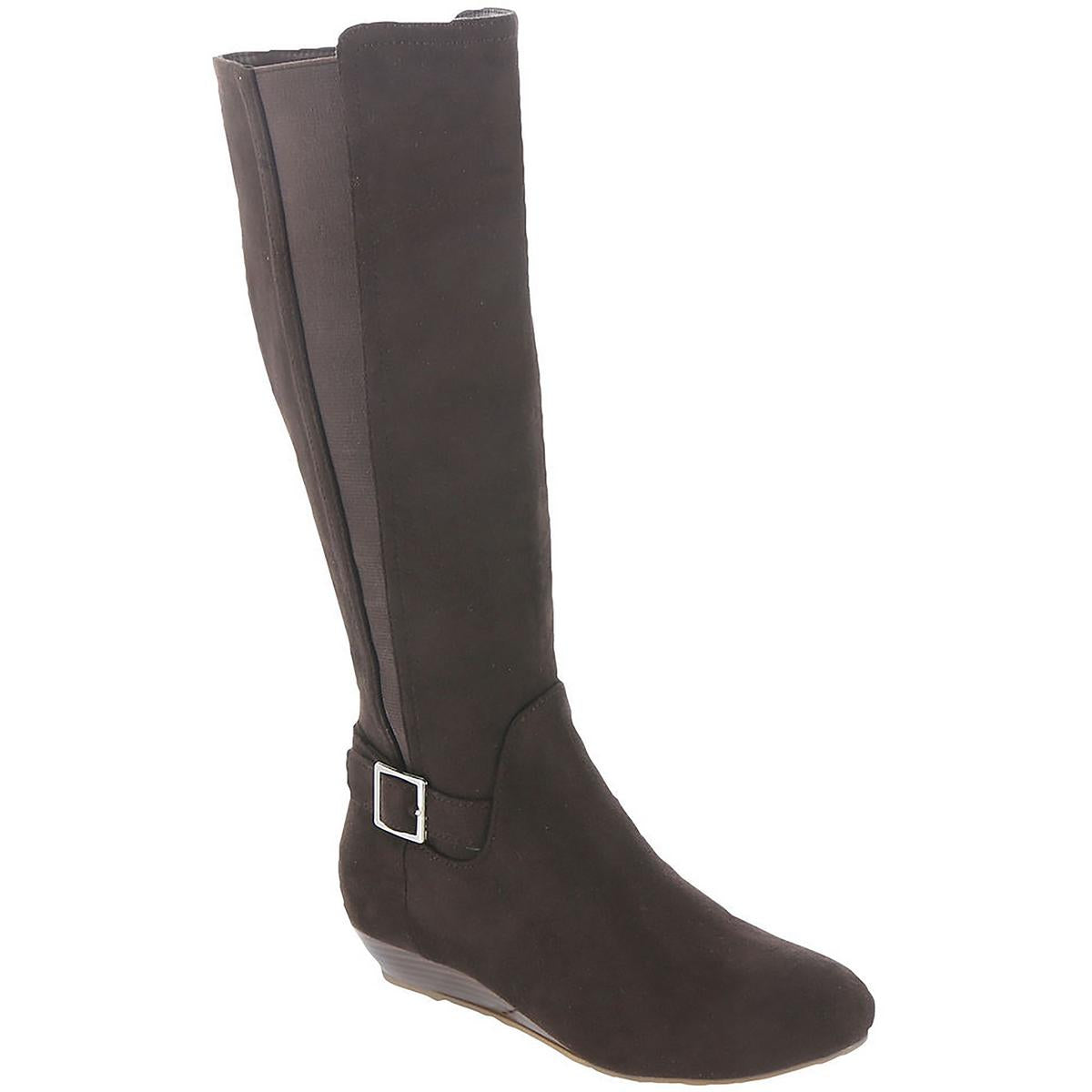 Cara kniehohe Stiefel aus Velourslederimitat zum Hineinschlüpfen