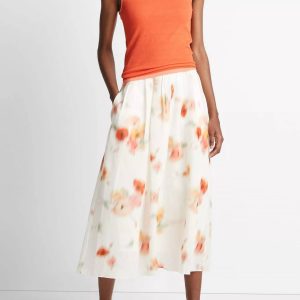 Poppy Blur geraffter Rock – Cream Dusk