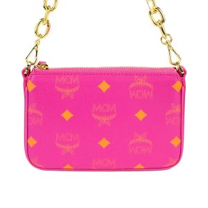 MCM Splash Logo Mini-Umhängetasche aus glattem Leder in Rosa