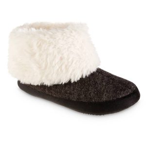 Marisol Eco Comfort gestrickte Damen-Hausschuhstiefel in Melangeoptik – Schwarz – 7733833596988