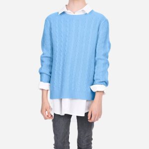 7733637775420 Pullover – Zopfstrick, Himmelblau, Mädchen