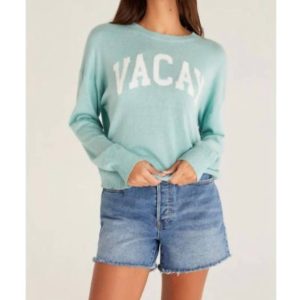 Vacay Oasis Pullover – Blau