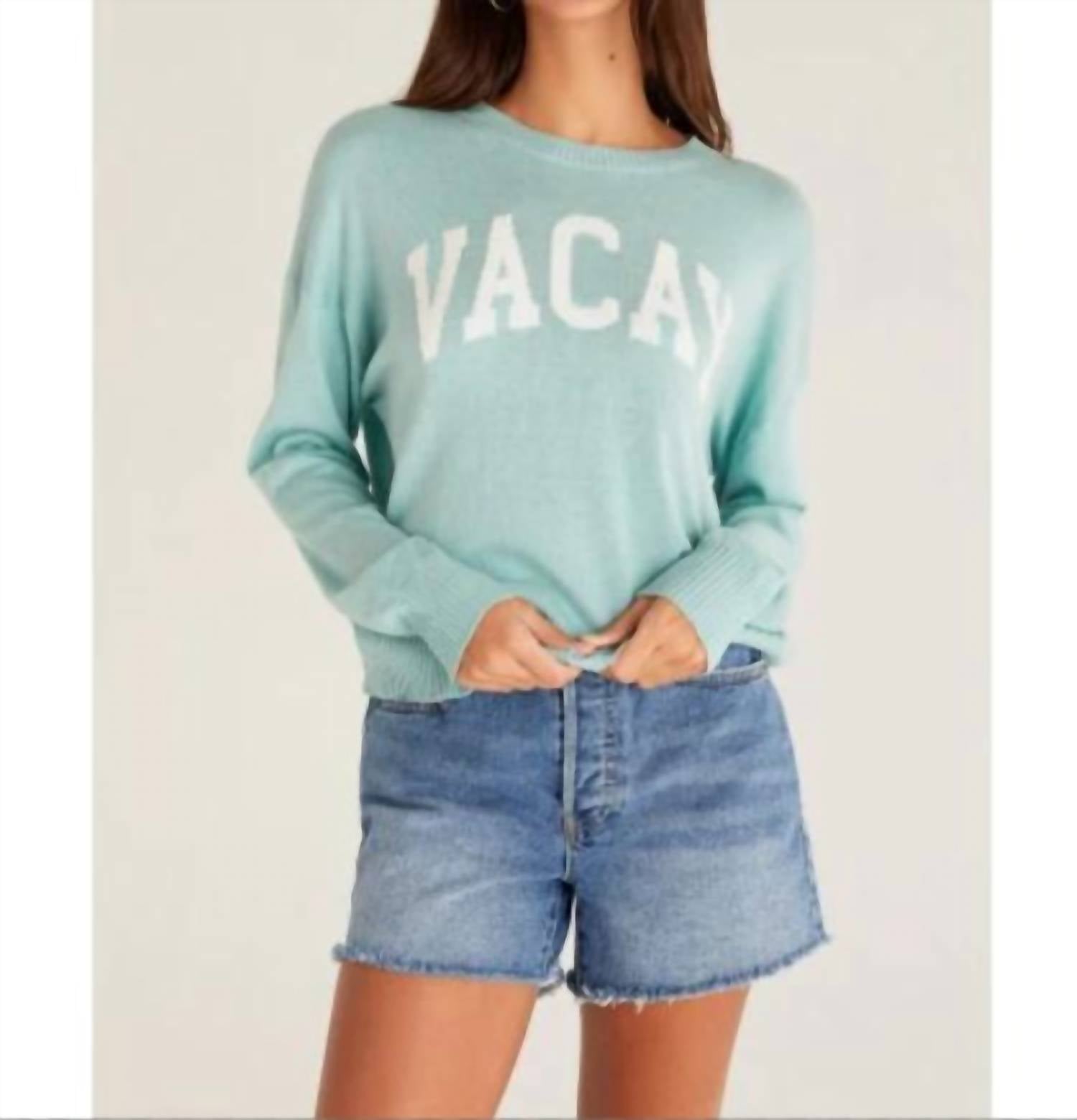 Vacay Oasis Pullover – Blau