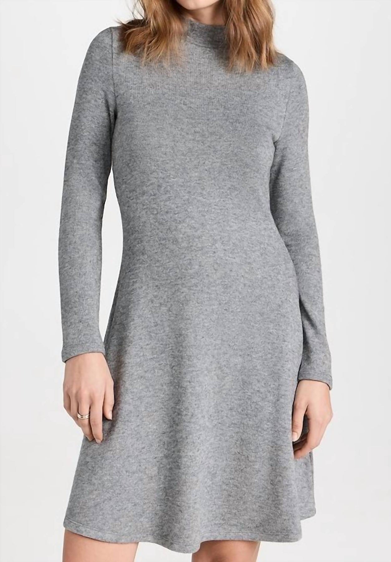 Dust Strickkleid – Langarm, Silber, kurz
