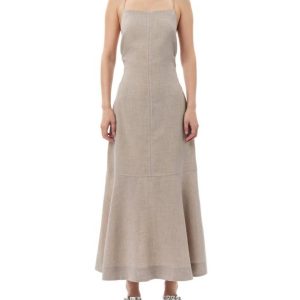 Alfalfa langes Kleid aus Anzugstoff in Grey Light Melange