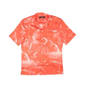 Miracle Hemd – Kurzarm, Knopfleiste, Batikmuster, Rot