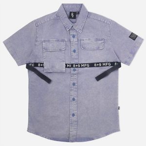 Strapped Up Herrenhemd mit Knopfleiste – Vintage Blue